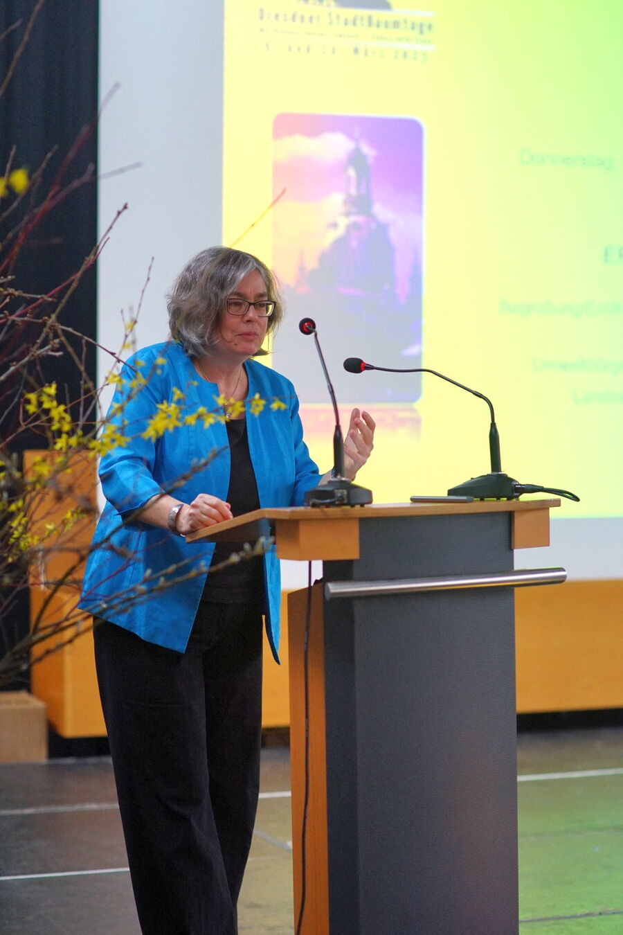 Dresdens Umweltbürgermeisterin Eva Jähnigen fand motivierende Grußworte zum Start der Tagung.